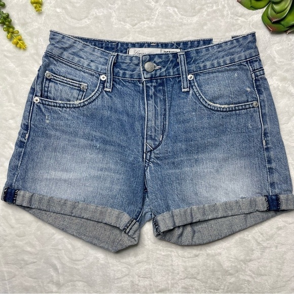 Lovers + Friends Dylan Cuffed Boyfriend Denim Jean Shorts in Skycrest Size 24 - Picture 2 of 15